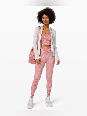 LULULEMON Wunder Lounge High-Rise Tight 28" *Crushed Velvet Soft Cranberry Sz 6